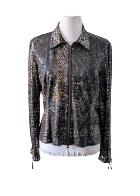 Joseph Ribkoff Jacket/Cover Up Size 10 Shimmery Snake Print Zip Up Lined  - Image 1 of 4