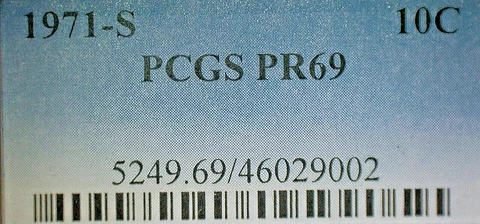 UNITED STATES UNC. 1971-S PCGS PR69 ROOSEVELT CLAD DIME-KM#195a Cover