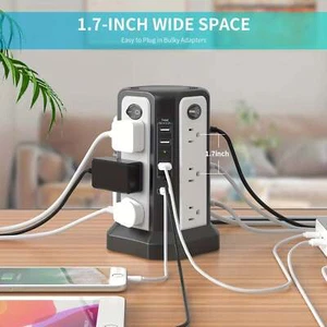 1pc Surge Protector Power Strip Tower With USB C Port (PD18W), 10FT Extension Co - Picture 1 of 11