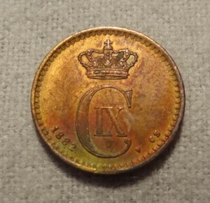 1882 DENMARK 1 ORE BRONZE KM-792.1 - Picture 1 of 2