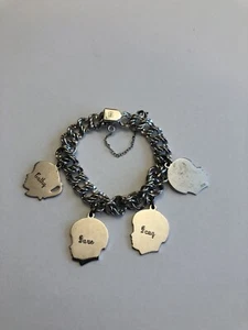 Vintage Sterling Silver Elco 925 Charm Bracelet 6.5” 4 Child Silhouette Charms - Bild 1 von 6