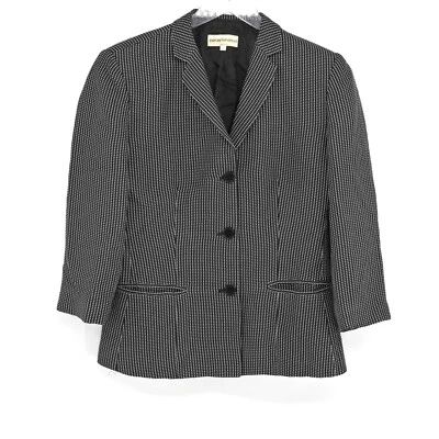 Blazer De Colección EMPORIO ARMANI Mujer Talla 6 Negro Lunares Manga 3/4 Carrera Años 80 Foto 1 de 4