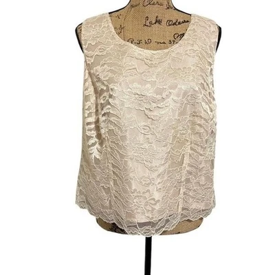 Positive Attitude Ivory Lace Tank w/Scalloped Hem Size 14 - Image 1 of 4