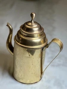 Vintage Persian Solid Brass Heavy Bedouin Style W/ Lid Kettle/Dallah - Picture 1 of 12