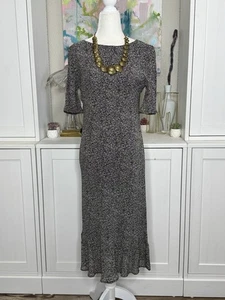 Kathleen Sommers Rayon Midi Day Dress Medium Ruffle Hem Short Sleeve Round Neck - Picture 1 of 11