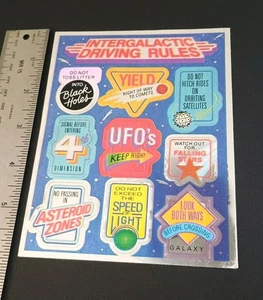 Hoja de pegatinas vintage sello razzle deslumbramiento lámina Mylar de colección años 80 OVNI - Imagen 1 de 6