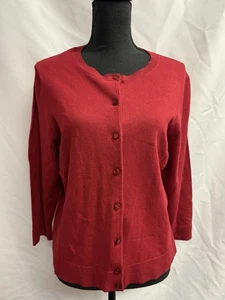 Charter Club dunkelrote Strickjacke mit Knopfleiste Pullover Langarm Petite M NEU - Bild 1 von 12