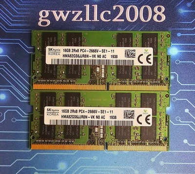 32GB (2x16GB) PC4-21300 DDR4-2666MHz 2Rx8 Non-ECC Hynix HMA82GS6JJR8N-VK #A76 - Image 1 of 2