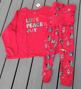 Wondershop Damen Pyjama Set Peace Love Joy Santa Hunde Zuckerstangen Bäume 2X NEU - Bild 1 von 5