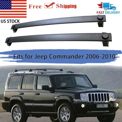 Черные поперечные дуги из запасов США 2 шт подходят для Jeep Commander 2006-2010 багажник на крышу рейка - Изображение 1 из 4