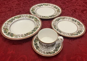 Vtg Spode Christmas Rose 5 Pc Place Setting Plate Bowl Salad Cup Saucer New Box - Picture 1 of 20