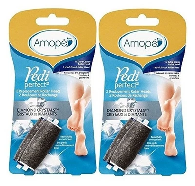 Pack 2 Amopé Pedi Perfect Electronic Roller Heads, with Diamond Crystals - Image 1 of 2
