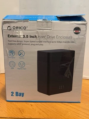 ORICO 2 Bay Hard Drive Enclosure 3.5" SATA HDD Docking Station USB3.0 - Image 1 of 4