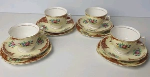 VINTAGE Colclough 12 Piece Teacup Saucer & Side Plate Floral Bone China Vgc - Picture 1 of 18