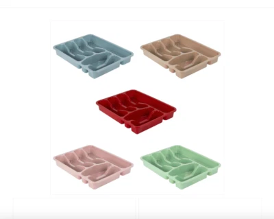 Asude Plastic Cutlery Drawer Organiser 6 Sections 29.5 x 37.5 x 5 cm Assorted Co - Image 1 of 3