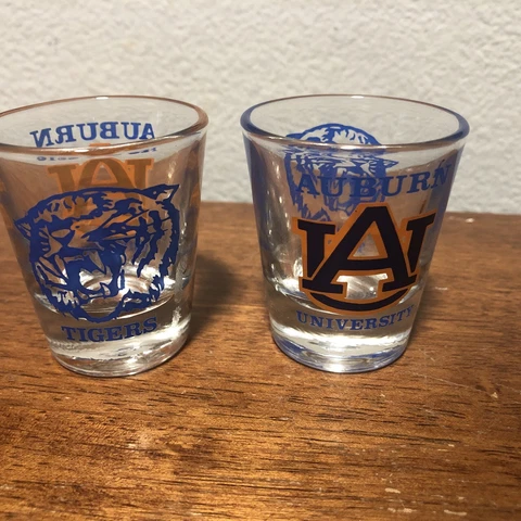 Auburn University Tigers Shot Glass Blue War Eagle Anchor Hocking? Vintage Lot Cover