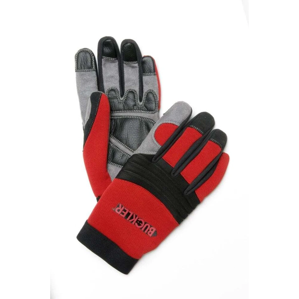 BUCKBOOTZ Buckler Handguardz Red/Grey Synthetic Elastic Cuff Protective Work Glove HG1