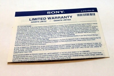 Sony G Series XQD lector de tarjetas de memoria tarjeta de garantía Foto 1 de 2