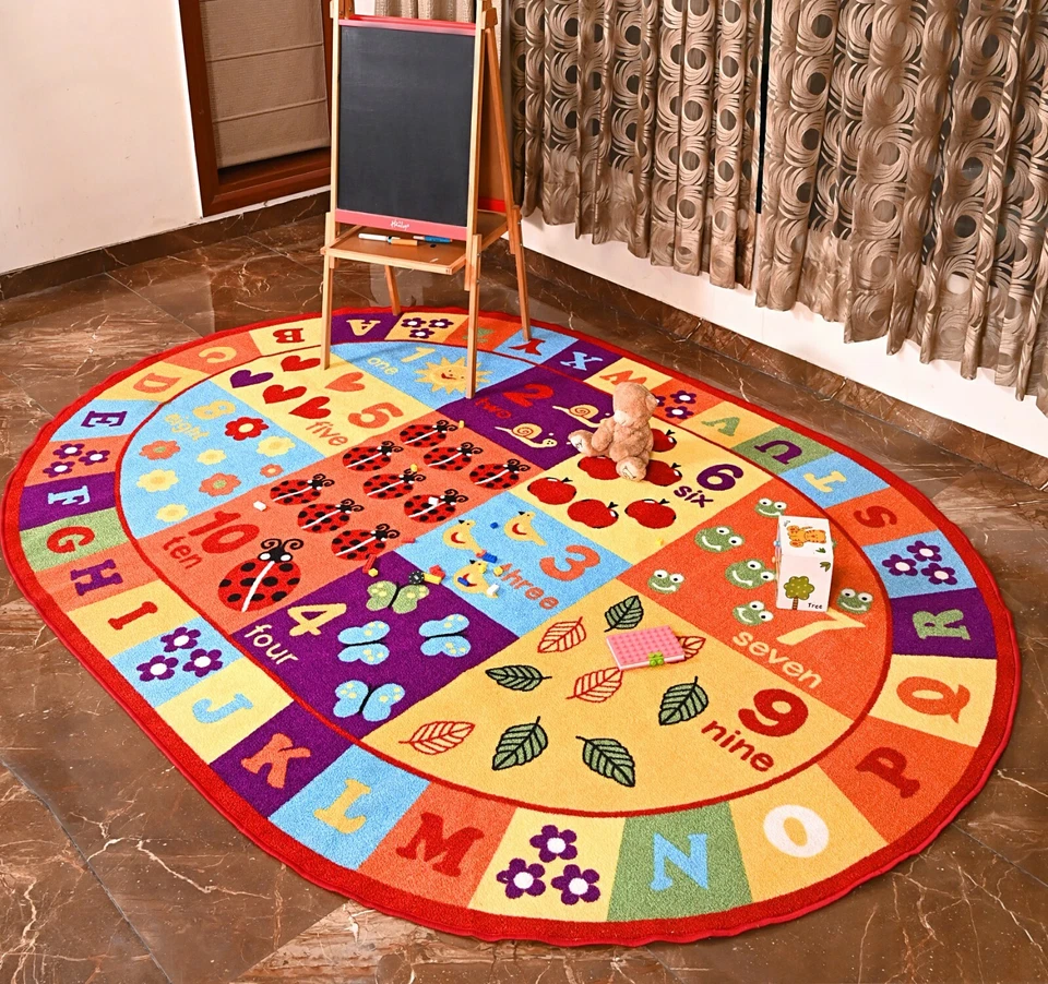 Kids ABC Educational Alphabet Letter Numbers Anti Skid Oval Area Rug - 740 - Image 1 of 4