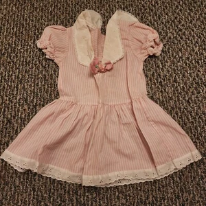 Vestido de fiesta Roanna a rayas rosa pastel cabaña manga corta niñas 4T vintage  - Imagen 1 de 5