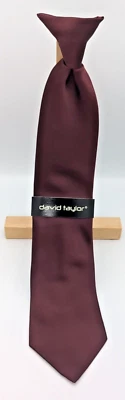 Brand New David Taylor Tie - Burgundy - Polyester - USA - Sears Tags - Image 1 of 3