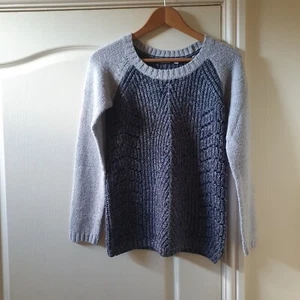 Fat Face Navy Blue Grey Jumper Size 8 Knitted Style Acrylic Cotton Mohair Blend - Picture 1 of 8
