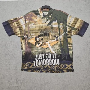 Vintage Big Dogs Hawaiian Shirt Mens XL Lazy Dog Hammock Tropical USA - Picture 1 of 18