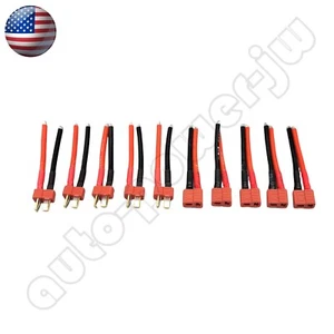 5 pares de conectores de enchufe en T hembra y macho Deans con silicona 14 AWG largo para RC EE. UU. - Imagen 1 de 8