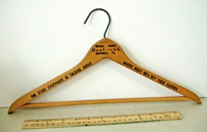 DOUTRICHS HARRISBURG PA~WHERE MOST MEN BUY THEIR CLOTHES~VINTAGE WOOD HANGER - Picture 1 of 6