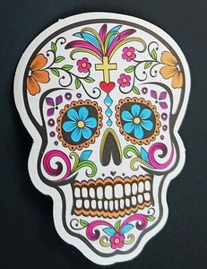 Sugar Skull Tag der Toten rosa blau wasserdicht Vinyl Aufkleber Abziehbild 2" x 3" - Bild 1 von 1