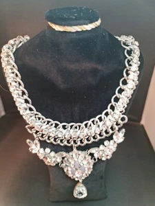 VINTAGE LOVISA MEGA CHOKER NECKLACE  CRYSTAL DROP, CRYSTAL PASTE DIAMANTE'S GIFT - Picture 1 of 12