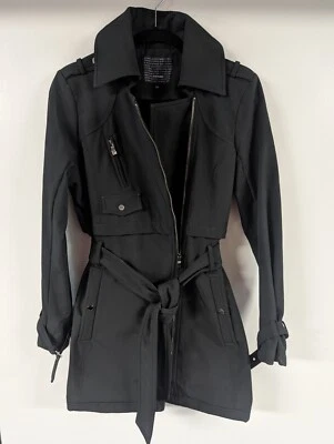 Gabardina Steve Madden negra con cinturón talla S Foto 1 de 4