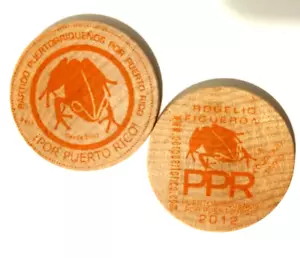 Ficha ROGELIO 12 PPR PARTIDO PUERTORRIQUEÑOS POR PUERTO RICO Ficha Níquel Madera - Imagen 1 de 3