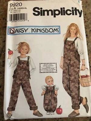 🌼SIMPLICITY DAISY KINGDOM #9920-MOM-DAUGHTER OVERALLS-18"DOLL ROMPER PATTERN FF - Image 1 of 2