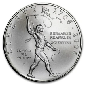 (1) 2006 Benjamin Franklin Scientist $1 MS/UNC Silver Dollar Coin CAPSULE ONLY - Picture 1 of 3