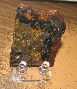45 gm SERICHO pallasite Meteorite slice   Kenya  olivine  stand - Picture 1 of 7