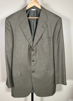 Casaco esportivo Brioni marrom 100% cashmere mini Houndstooth blazer de 3 botões tamanho 44 L - Imagem 1 de 4