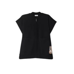 (Kids) Burberry Check Label Wool Blend Cape Black - Picture 1 of 2