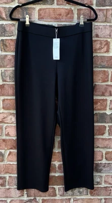 NWT Eileen Fisher Black Washable Flex Ponte Straight Legged Pant $198 M - Image 1 of 4