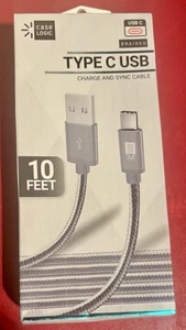 Case Logic 10 ft. Braided USB-C Type-C 3.1 Charger Charging Sync Cable Cord NEW - Picture 1 of 2