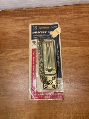 Vintage Chain Door Guard Lock Decorative S-B  NOS NEW Brass Plated Steel USA - Image 1 of 4