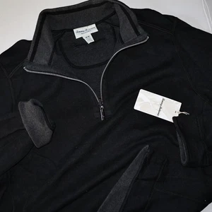 Tommy Bahama Flip Coast Half Zip Sweatshirt Reversible Onyx Black New Medium M - Picture 1 of 6