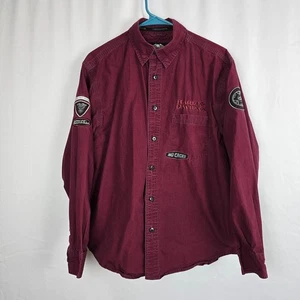 Harley Davidson Button Down Shirt Men's M Burgundy Long Sleeve Embroidered - Picture 1 of 18