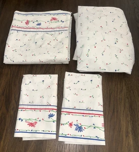 WAMSUTTA Supercale QUEEN Sheet SET Flat & Fitted 2 Pillowcase KING MINT VTG 80's - Picture 1 of 5