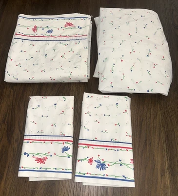 WAMSUTTA Supercale QUEEN Sheet SET Flat & Fitted 2 Pillowcase KING MINT VTG 80's - Image 1 of 4