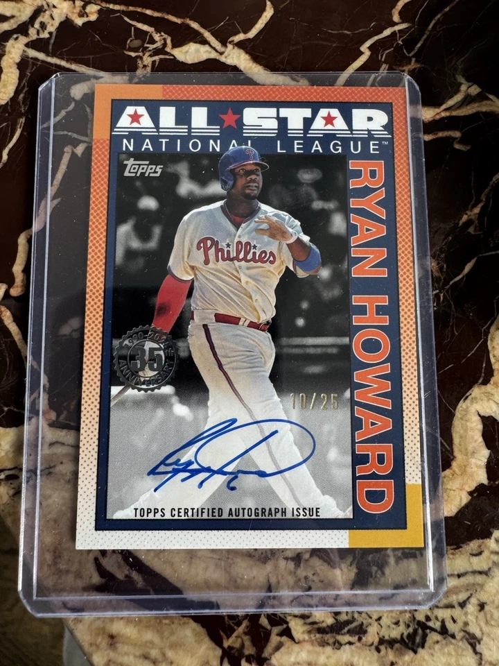 Ryan Howard Auto Naranja 10/25 Phillies 2025 Topps 35 Aniversario All Star Foto 1 de 3