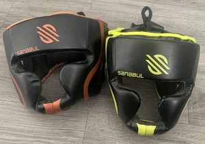 2er Set Sanabul Boxen Kickboxen MMA Leder Kopfbedeckung Schwarz Größe L/XL - Bild 1 von 6