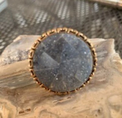 Precioso Disfraz Anillo Redondo Druzy Gris Bronce Diseñador CL CN Foto 1 de 4