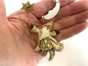 P. SCHIFFERL Santa w/Moon & Stars Christmas ORNAMENT | 2” Signed Xmas Ornament - Picture 1 of 3