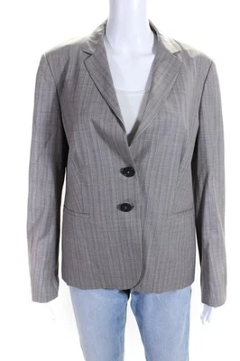 Chaqueta Blazer Zanella Mujer Lana Estampado Rayas Sin Ventilación Dos Botones Gris Talla 10 Foto 1 de 4